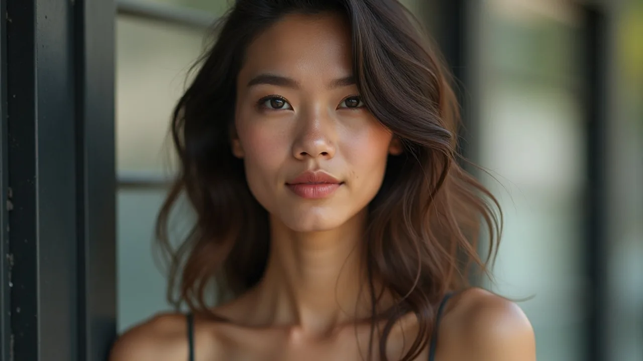 克制街景前吊带裙女性特写